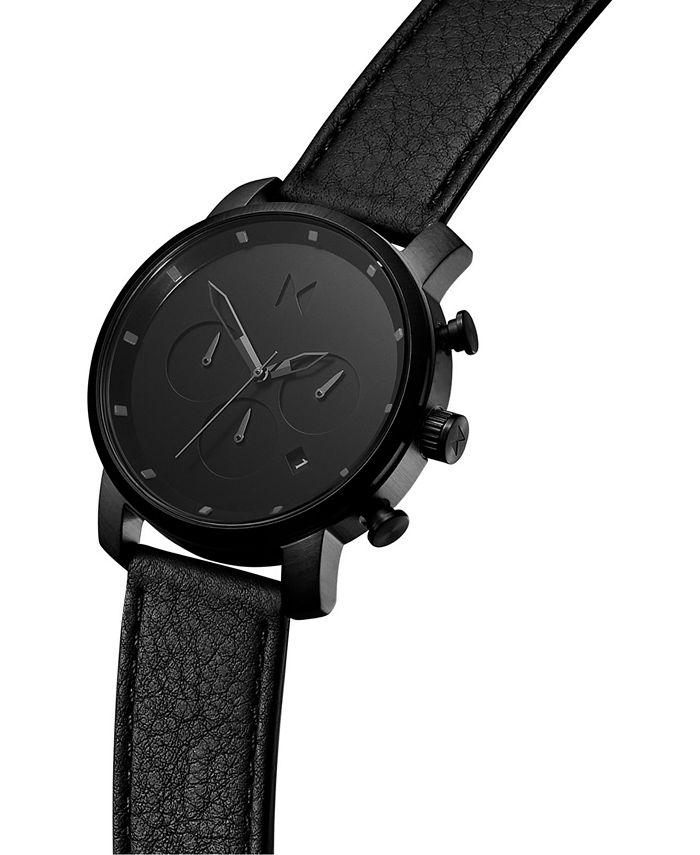 MVMT Men's Chronograph Black Leather Strap Watch 40mm - Macy's