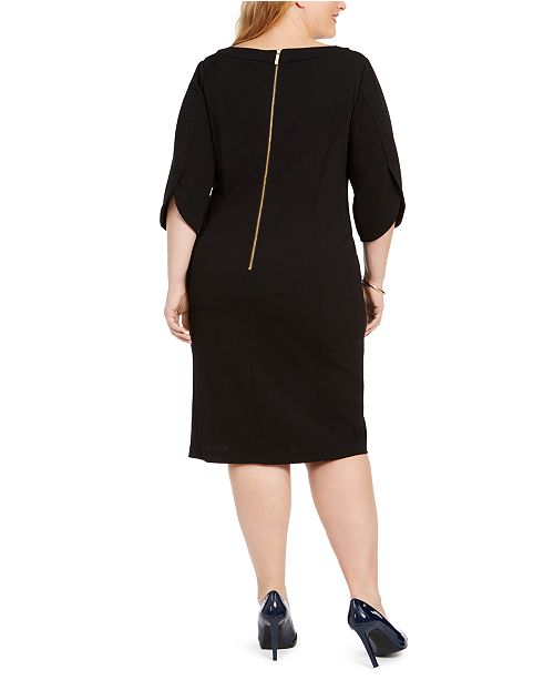Calvin Klein Plus Size Tulip-Sleeve Sheath Dress & Reviews - Dresses ...