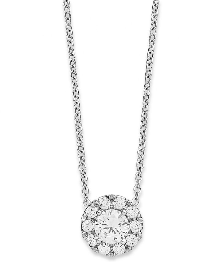 Macy s Diamond Halo Pendant Necklace in 14k White Gold 1 3 ct