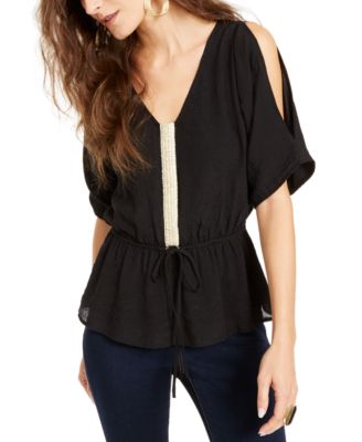 Thalia Sodi Gauze Cold Shoulder Peplum Top Created for Macy s Macy s