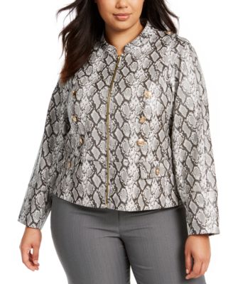 Calvin Klein - Plus Size Snakeskin Print Zipper Jacket