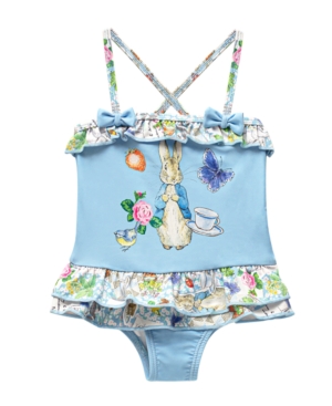 image of Beatrix Potter Baby Girls Scrapbook Print X-Back Skirted One Piece Swimsuit