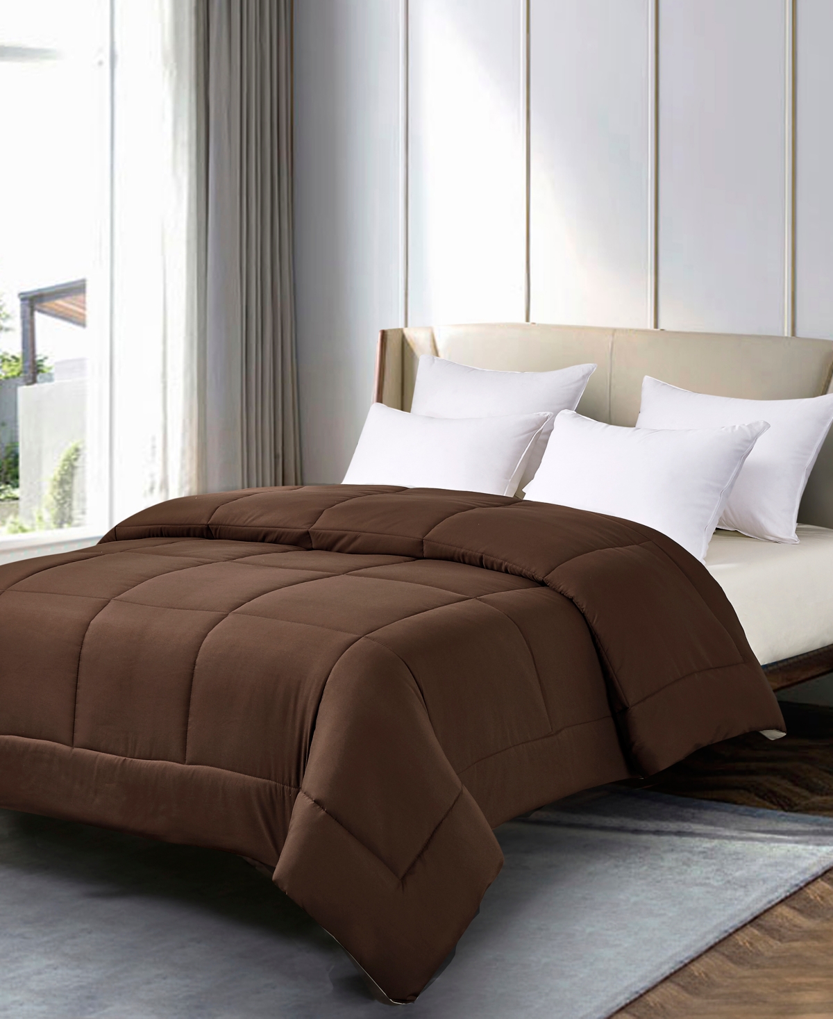 Royal Luxe Reversible Down Alternative Comforter, Full/queen, Exclusively At Macy's In Chocolate,khaki