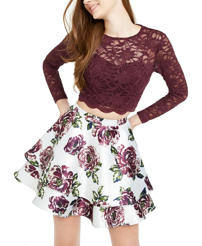 Floral skirt lace shirt deals