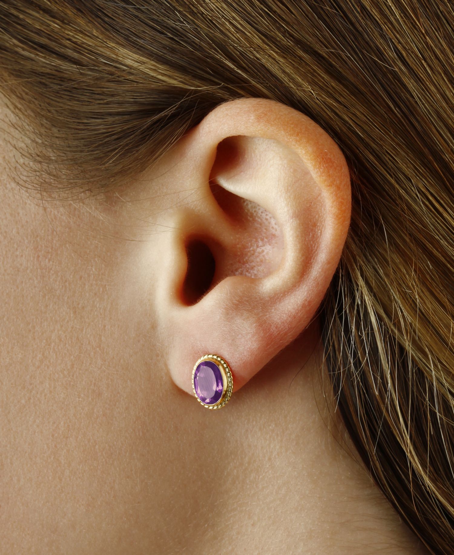 Gemstone Twist Gallery Stud Earring Set in 14k Gold