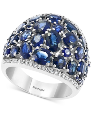 image of Effy Sapphire (6-5/8 ct. t.w.) & Diamond (1/5 ct. t.w.) Statement Ring in 14k White Gold