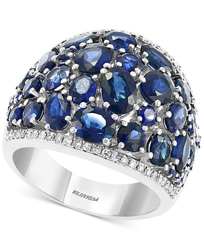 EFFY Collection - Sapphire (6-5/8 ct. t.w.) & Diamond (1/5 ct. t.w.) Statement Ring in 14k White Gold