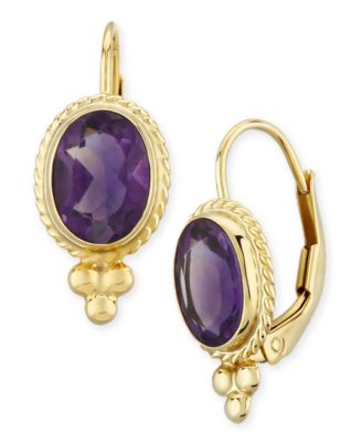 Gemstone Twist Gallery Drop Earring in 14k Yellow Gold Available in Citrine