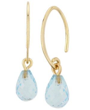 image of Gemstone Briolette Drop Earring in 14k Yellow Gold Available in Amethyst, Garnet, Citrine, and Peridot.