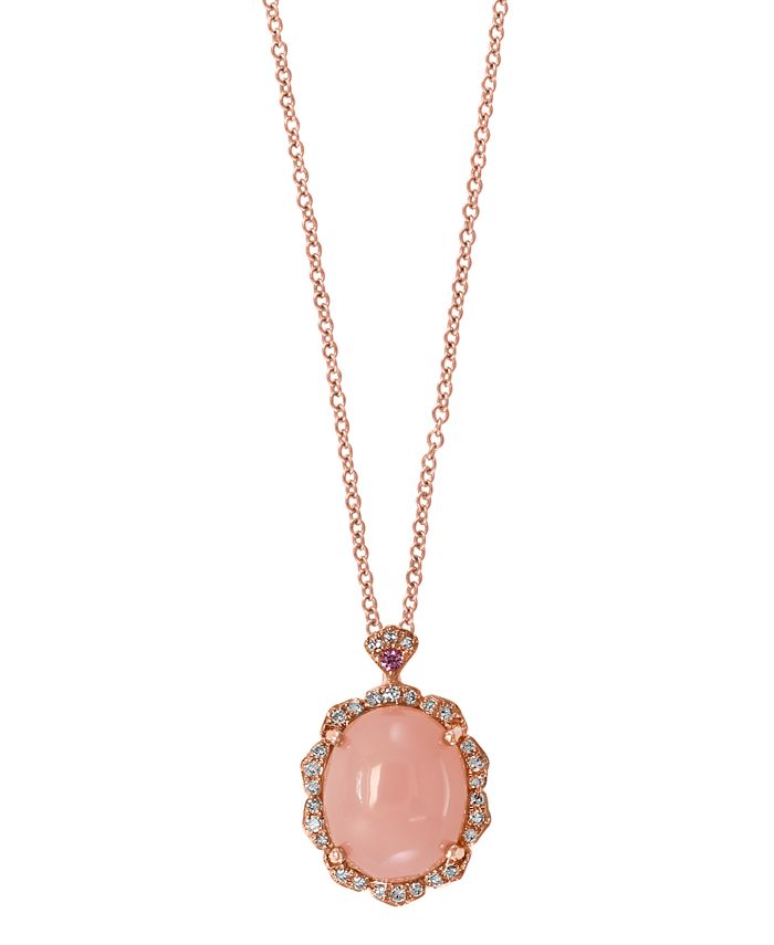 EFFY Collection - EFFY&reg; Pink Opal (2 1/2 ct.t.w.) and Diamond (1/10 ct.t.w.) Pendant in 14K Rose Gold