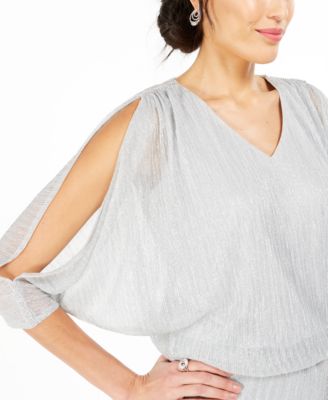 売れ筋商品|||ミスク カットソー トップス レディース Split-Sleeve llic Blouson Top Silver MSK Split-Sleeve Metallic Blouson Top - Macy's