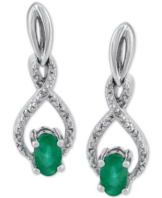 2-Pc. Set Sapphire (1-1/3 ct. t.w.) & Diamond (1/20 ct. t.w.) Pendant Necklace & Matching Drop Earrings in Sterling Silver (Also in Emerald)