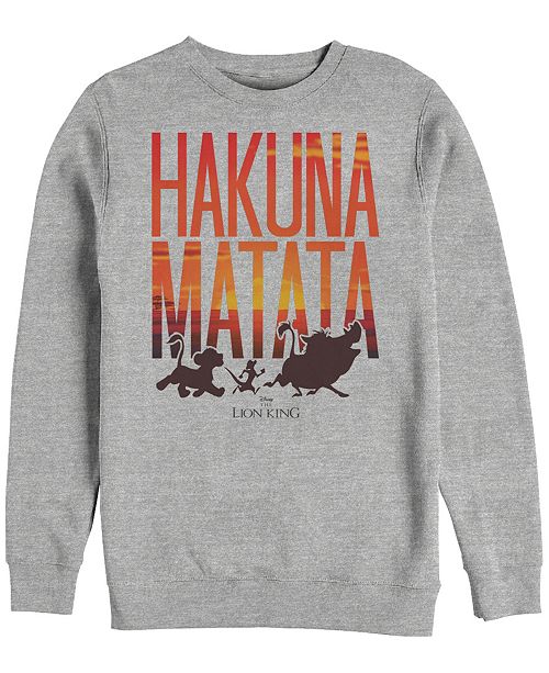 Disney Men S Lion King Hakuna Matata Sunset Text Crewneck Fleece