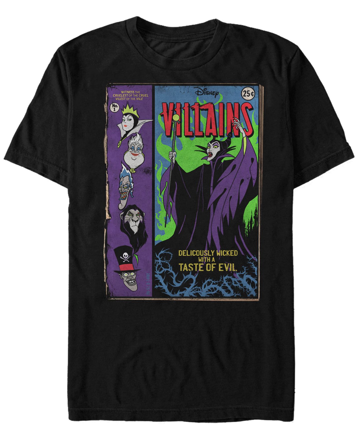 Мужская футболка Fifth Sun Disney Villains Comic Book Cover, Short Sleeve, цвет: Чёрный — фото 1