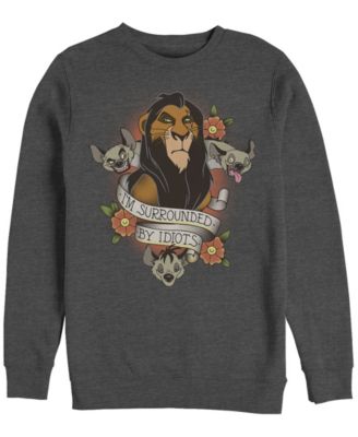 Disney Men's Lion King Scar Surrounded by Idiots Tattoo, Crewneck Fleece