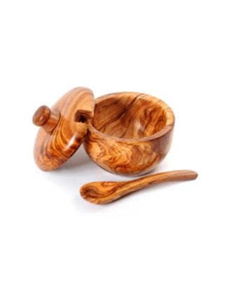 Olive Wood Sugar Bowl with Spoon