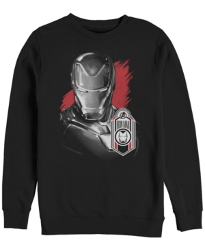 Marvel Men's Avengers Endgame Iron Man Tag Logo Crewneck Fleece