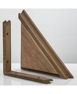 American Art Decor Rustic Wood Floating Corner Shelves, Set of 2