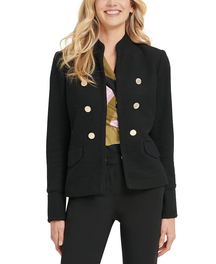 DKNY Stand Collar Double Breasted Military Jacket Macy s