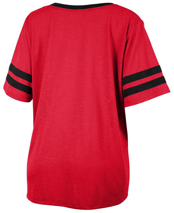 5th & Ocean Women's Plus Size Kansas City Chiefs Sleeve Stripe Slub T