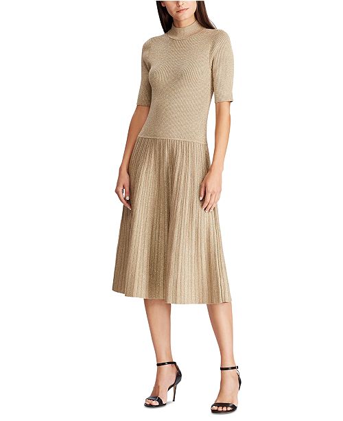 Lauren Ralph Lauren Metallic Mockneck Dress Reviews Women