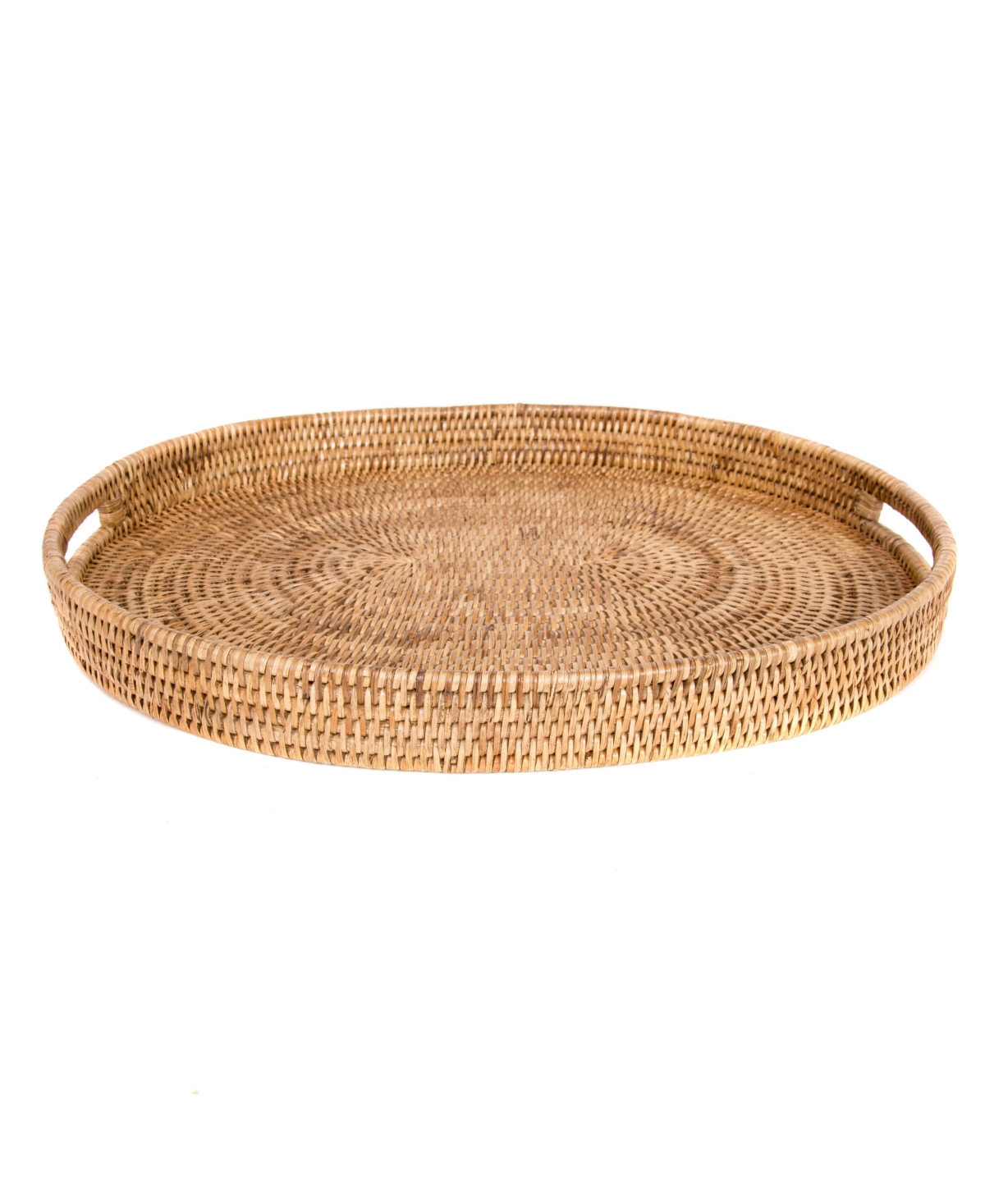 Artifacts Trading Company Rattan Oval Ottoman Tray with Cutout Handles
