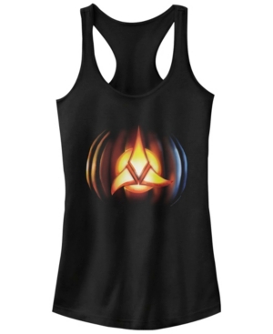 Fifth Sun Juniors Star Trek Klingon Symbol Pumpkin Halloween Racerback Tank Top