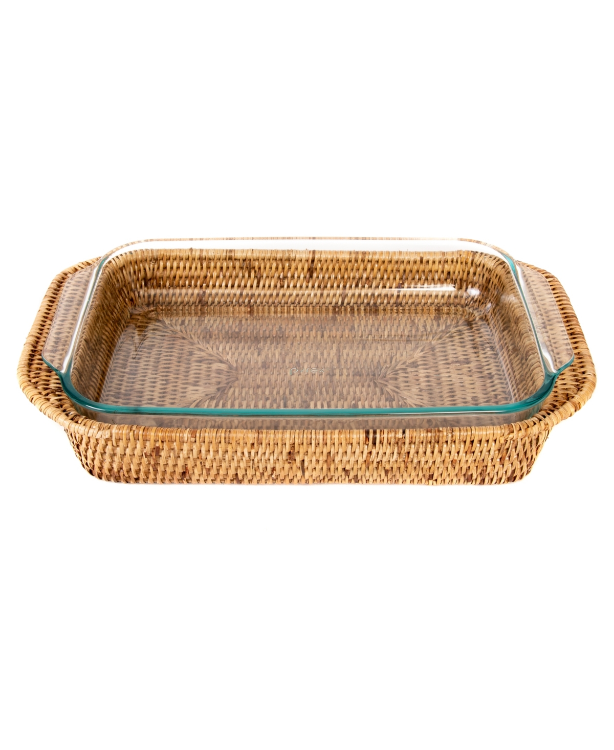 Artifacts Trading Company Artifacts Rattan Rectangular Baker Basket With Pyrex In Honey Brown