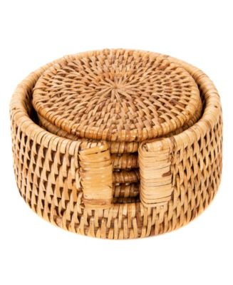Rattan Round Coasters - 7 Piece Set - Macy's