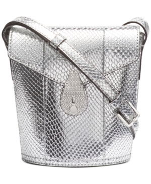 Calvin Klein Lock Mini Bucket Bag In Silver/silver