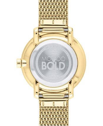 Movado - Women's Swiss Bold Gold Ion-Plated Stainless Steel Mesh Bracelet Watch 34mm