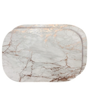 Shop Dainty Home Foiled Marble Granite Thick Cork Heat Resistant 12" X 18" Placemats In Rose Gold