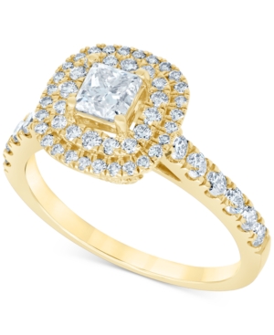 image of Diamond Princess Double Halo Engagement Ring (1-1/3 ct. t.w.) in 14k Gold