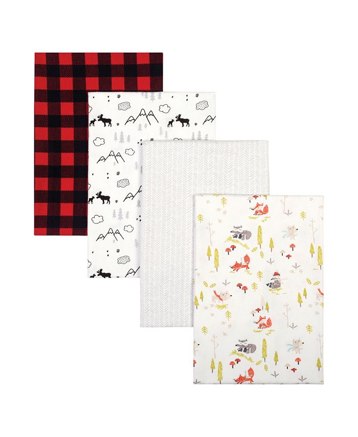 Trend Lab - Buffalo Check Woodland Flannel Receiving Blanket 4-Pack
