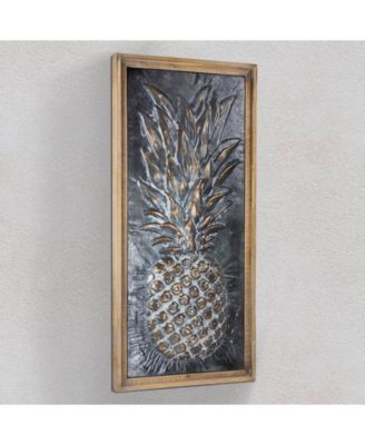 American Art Decor Framed Pineapple Wooden Art