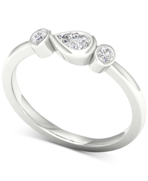 image of Diamond Three-Stone Bezel Ring (1/5 ct. t.w.) in 10k White Gold