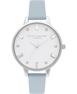 image of Olivia Burton Women-s Chalk Blue Vegan Leather Strap Watch 34mm