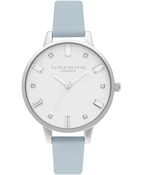 Olivia Burton Women S Chalk Blue Vegan Leather Strap Watch 34mm Reviews Watches Jewelry Watches Macy S