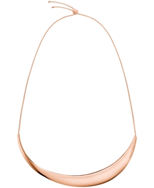 Calvin Klein Sculptured Crescent Adjustable 15-3/4" Choker Necklace In Rose Gold