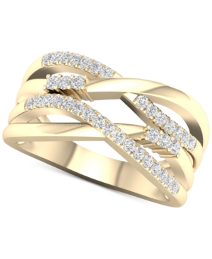 image of Diamond Multi-Row Overlap Statement Ring (1/3 ct. t.w.) in 10k Gold