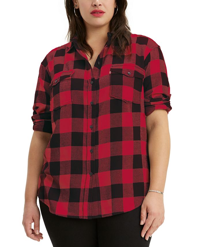 Levi's Trendy Plus Size Plaid Flannel Shirt - Macy's