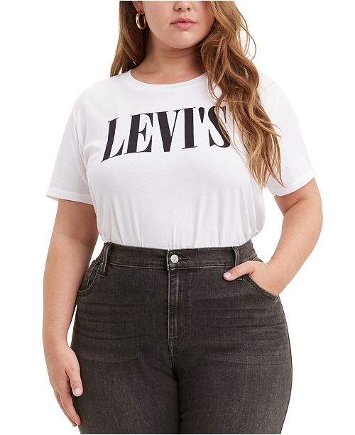 Levi S Trendy Plus Size Cotton Logo T Shirt Reviews Tops Plus