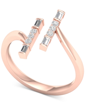 image of Diamond Vertical Bar Cuff Ring (1/4 ct. t.w.) in 10k Rose Gold