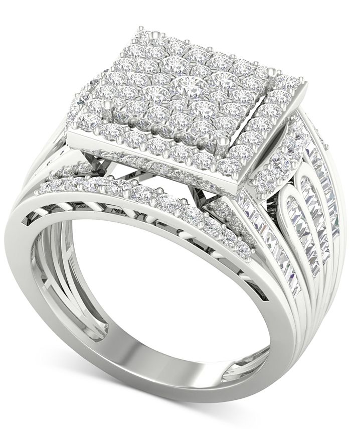Macy's Diamond Square Cluster Ring (1-3/4 ct. t.w.) in 10k White Gold ...