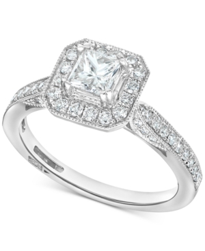 image of Diamond Princess Square Halo Engagement Ring (7/8 ct. t.w.) in 14k White Gold