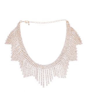 image of Nina Crystal Fringe Bib Necklace