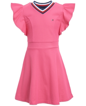 Tommy Hilfiger Kids Big Girls Ruffle Sleeve Dress In Surprise
