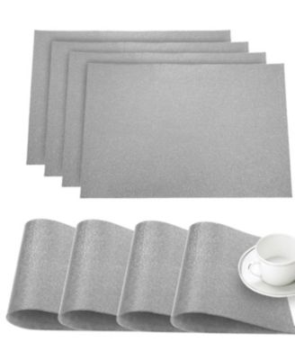 Pebble Silver Faux Leather Placemat (Set of 4)
