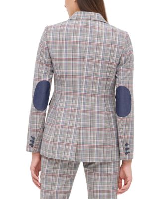 Tommy Hilfiger Plaid One-Button Elbow-Patch Blazer