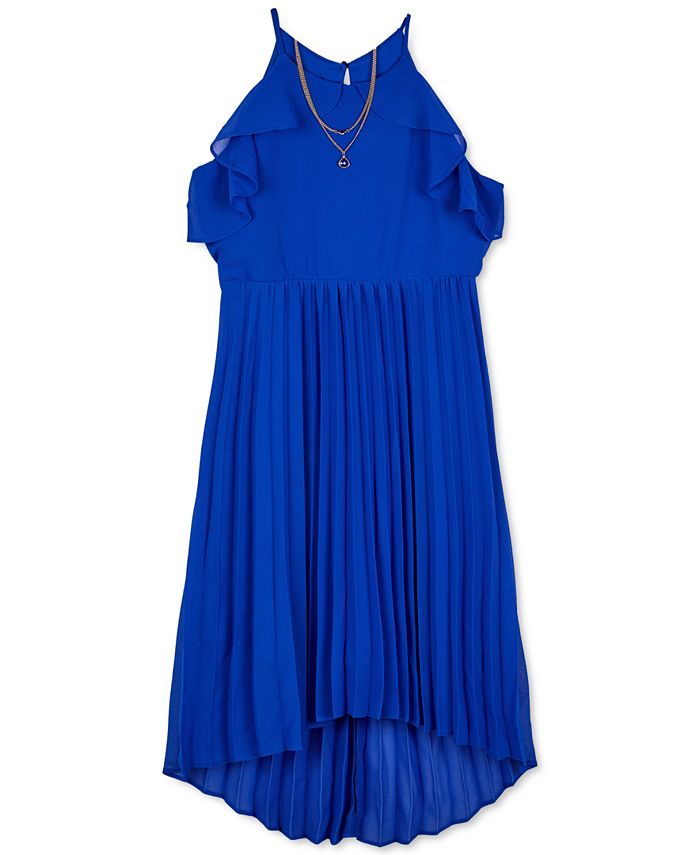 BCX Big Girls Pleated High-Low Necklace Dress - Macy's